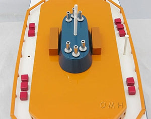 Homeroots 11" Maroon Staten Island Ferry Boat Hand Painted Decorative Boat  Solid Wood 401893