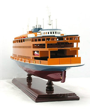 Homeroots 11" Maroon Staten Island Ferry Boat Hand Painted Decorative Boat  Solid Wood 401893