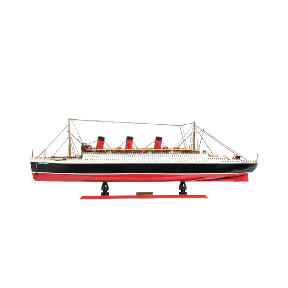 Homeroots 9" Black And Red Solid Wood Hand Painted Ss United States 1952 Model Boat  Solid Wood 401895