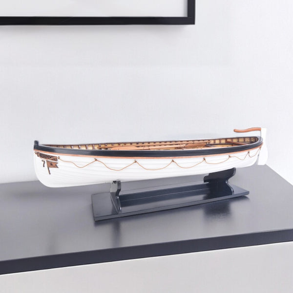 HomeRoots 6" Hand-Painted Solid Wood RMS Titanic Lifeboat No. 7 Model – Nostalgic Maritime Décor Piece 401896