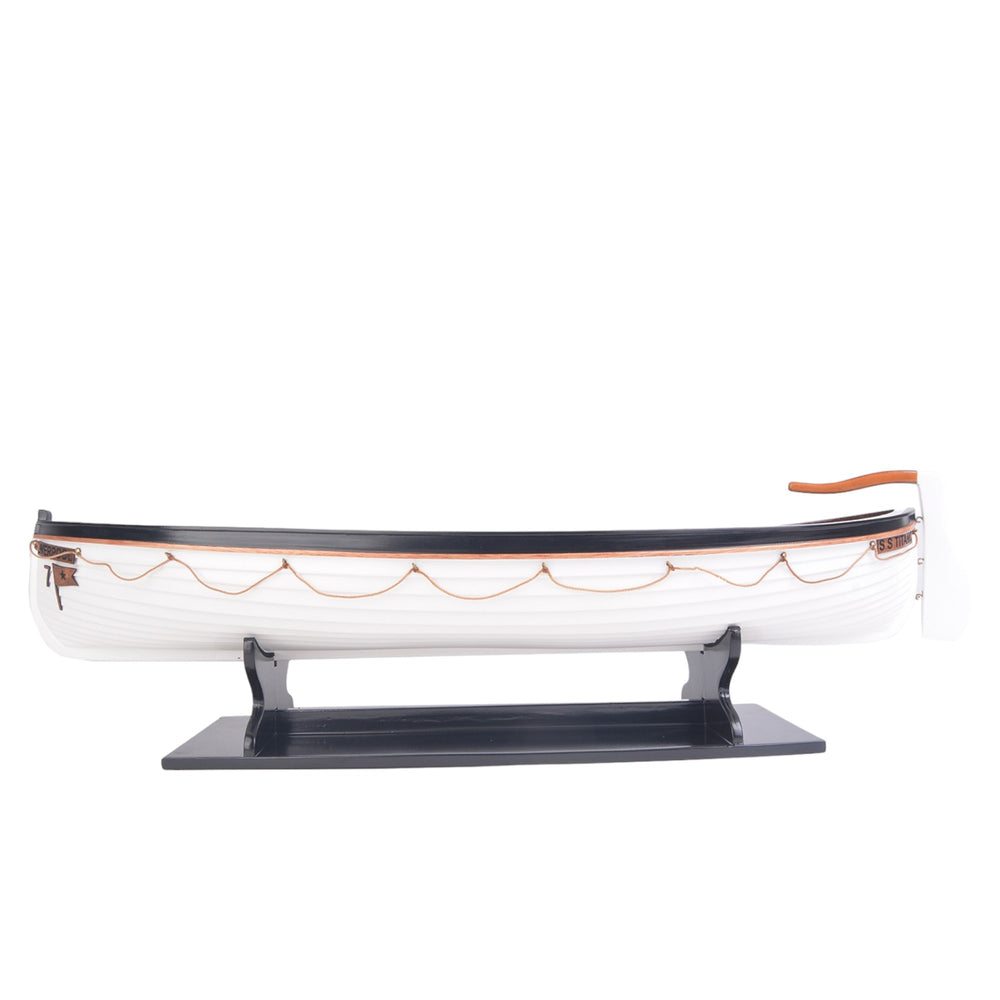 Homeroots 6" Brown And White Solid Wood Hand Painted Rms Titanic Lifeboat No.7 Model Boat  Solid Wood 401896