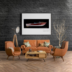 HomeRoots 12" Handcrafted Riva Aquarama Half Hull Model – Vintage Italian Design, Luxurious Display Piece 401900