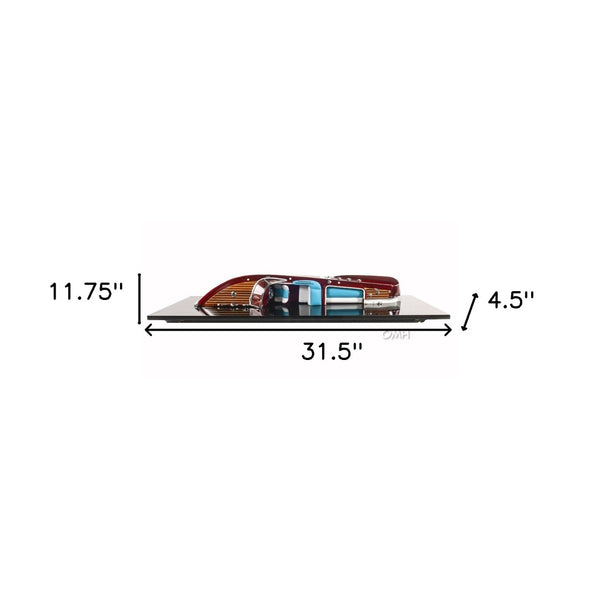 HomeRoots 12" Handcrafted Riva Aquarama Half Hull Model – Vintage Italian Design, Luxurious Display Piece 401900