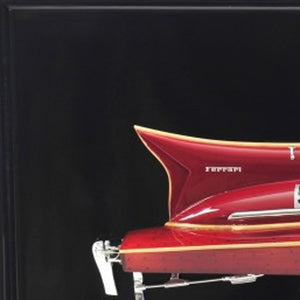 Homeroots 16" Black And Red Ferrari Hydroplane Half Hull Boat Hand Painted Decorative Boat  Solid Wood 401901