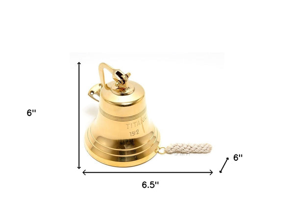 Homeroots 7" Gold Metal Hand Painted 1912 Rms Titanic Bell 6" Model Bell  Metal 401909