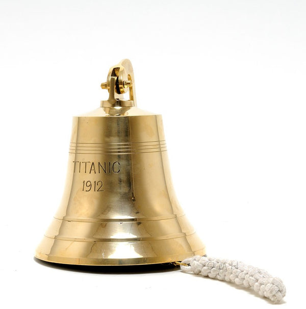 Homeroots 12" Brass Metal 1912 Rms Titanic Bell 8" Boat Hand Painted Decorative Boat  Metal 401910