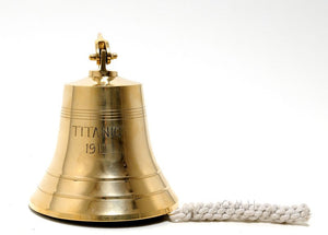 Homeroots 12" Brass Metal 1912 Rms Titanic Bell 8" Boat Hand Painted Decorative Boat  Metal 401910
