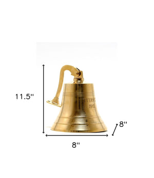 Homeroots 12" Brass Metal 1912 Rms Titanic Bell 8" Boat Hand Painted Decorative Boat  Metal 401910