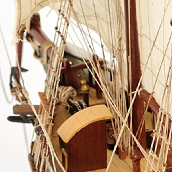 HomeRoots 26" Hand-Painted Solid Wood Model Boat - Elegant Black & White Nautical Decor for Home or Office 401914