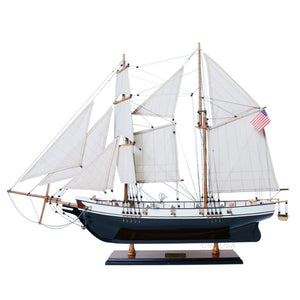 HomeRoots 26" Hand-Painted Solid Wood Model Boat - Elegant Black & White Nautical Decor for Home or Office 401914
