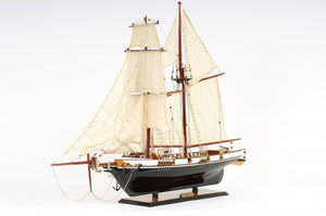 HomeRoots 26" Hand-Painted Solid Wood Model Boat - Elegant Black & White Nautical Decor for Home or Office 401914