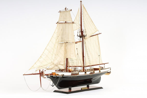 HomeRoots 26" Hand-Painted Solid Wood Model Boat - Elegant Black & White Nautical Decor for Home or Office 401914
