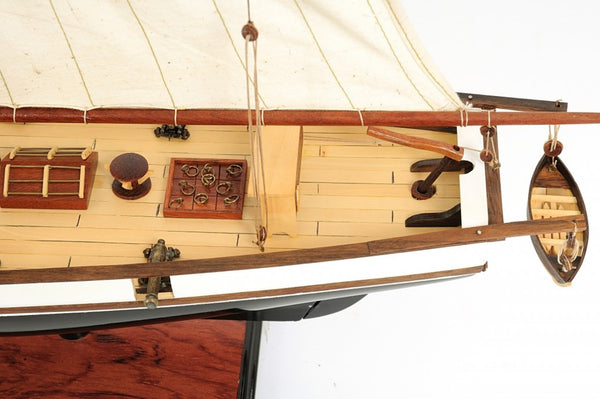 HomeRoots 26" Hand-Painted Solid Wood Model Boat - Elegant Black & White Nautical Decor for Home or Office 401914