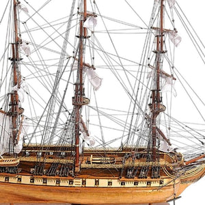 32 Inch Handcrafted Solid Wood Sailboat Replica for Coastal Nautical Home Decor Display