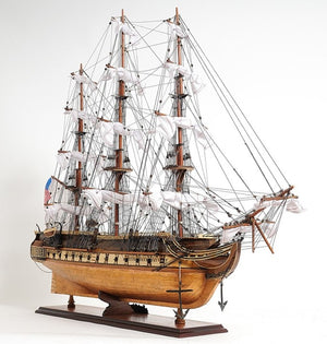 32 Inch Handcrafted Solid Wood Sailboat Replica for Coastal Nautical Home Decor Display