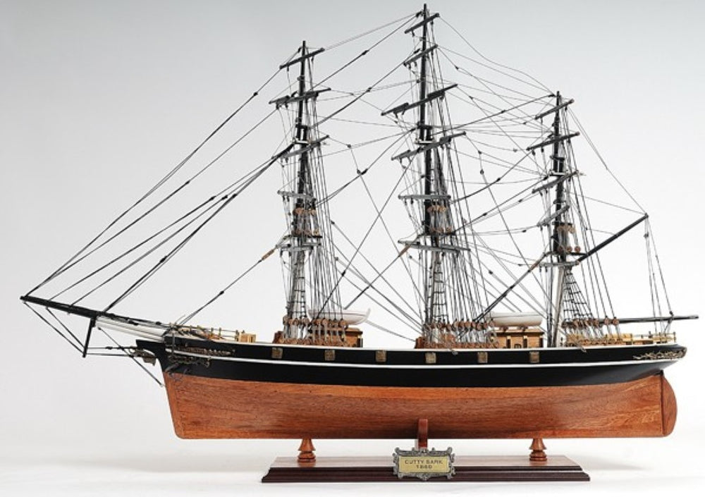 25 Inch Handcrafted Solid Wood Sailboat Model Nautical Coastal Home Decor Accent Display Piece