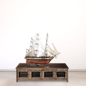 Homeroots 50" Wood Brown Hand Painted Sculpture  Solid Wood 401921