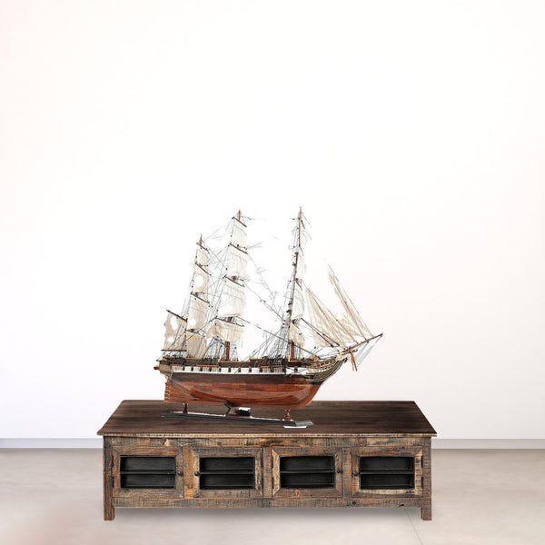 Homeroots 50" Wood Brown Hand Painted Sculpture  Solid Wood 401921