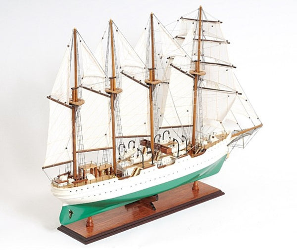 25 Inch Handcrafted Solid Wood Sailboat Model Nautical Coastal Home Decor Accent Display Piece