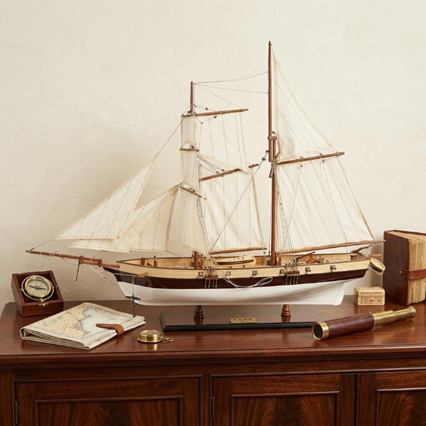 27 Inch Artisan Painted Solid Wood Sailboat Sculpture Coastal Nautical Decor Accent