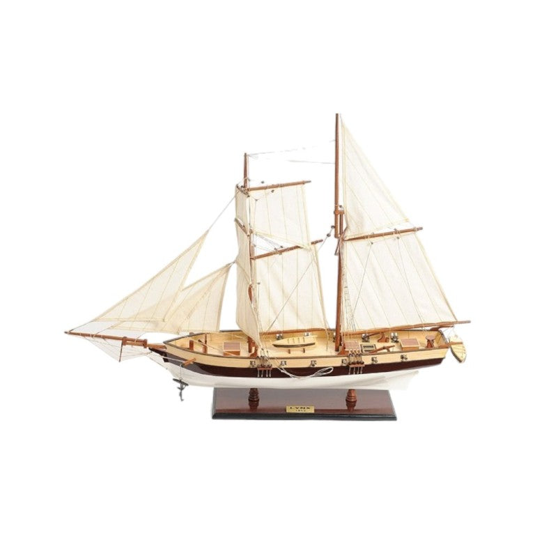HomeRoots 27 Inch Artisan Painted Solid Wood Sailboat Sculpture Coastal Nautical Decor Accent 401928
