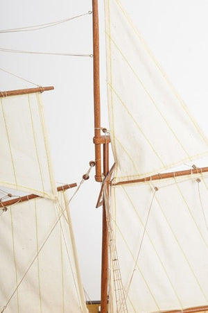 27 Inch Artisan Painted Solid Wood Sailboat Sculpture Coastal Nautical Decor Accent