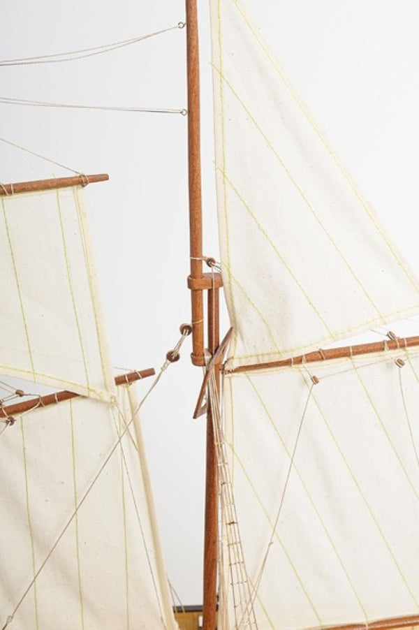 27 Inch Artisan Painted Solid Wood Sailboat Sculpture Coastal Nautical Decor Accent