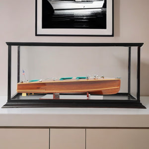 Homeroots 15" Wood Brown C1928 Chris Craft Triple Cockpit Hand Painted Boat With Case  Solid Wood 401937