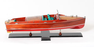 Homeroots 9" Wood Brown C1938 Chris Craft Runabout Painted Large Hand Painted Boat  Solid Wood 401938