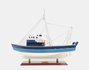 Homeroots 21" Blue And White 1797 La Confiance Boat Hand Painted Decorative Boat  Solid Wood 401939