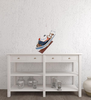 Homeroots 21" Blue And White 1797 La Confiance Boat Hand Painted Decorative Boat  Solid Wood 401939