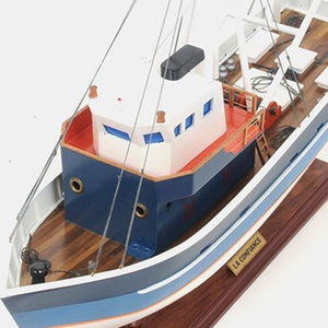 Homeroots 21" Blue And White 1797 La Confiance Boat Hand Painted Decorative Boat  Solid Wood 401939