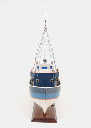 Homeroots 21" Blue And White 1797 La Confiance Boat Hand Painted Decorative Boat  Solid Wood 401939