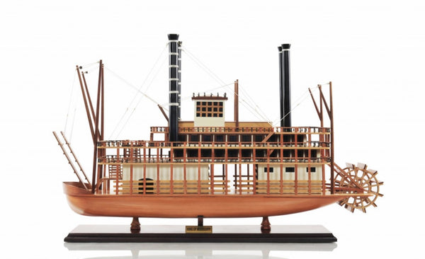 HomeRoots 17" Hand-Painted King of Mississippi Model Boat - Authentic Solid Wood Nautical Decor Accent Piece 401940
