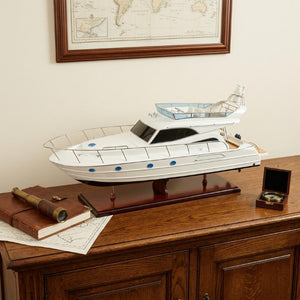 19 Inch Artisan Crafted Solid Wood Sailboat Sculpture Coastal Nautical Decor Accent