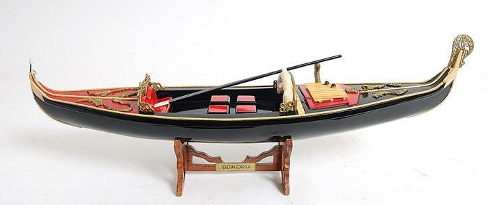 Homeroots 8" Black And Red Venetian Gondola Hand Painted Decorative Boat  Solid Wood 401944