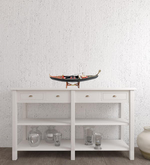 Homeroots 8" Black And Red Venetian Gondola Hand Painted Decorative Boat  Solid Wood 401944