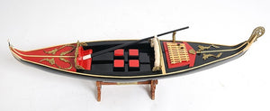 Homeroots 8" Black And Red Venetian Gondola Hand Painted Decorative Boat  Solid Wood 401944