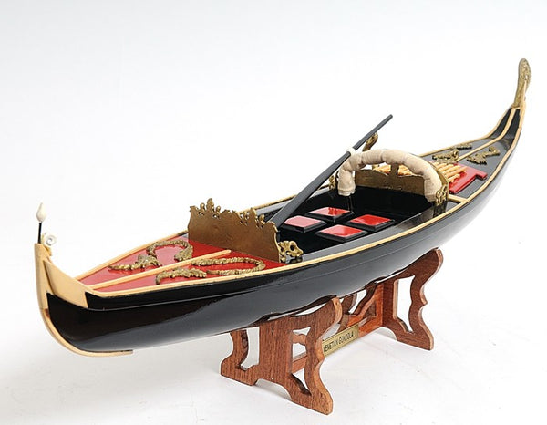 Homeroots 8" Black And Red Venetian Gondola Hand Painted Decorative Boat  Solid Wood 401944