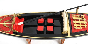 Homeroots 8" Black And Red Venetian Gondola Hand Painted Decorative Boat  Solid Wood 401944