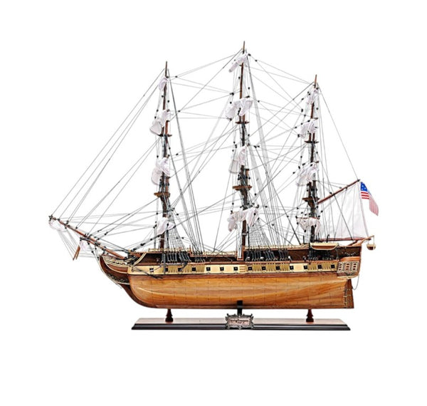 60 Inch Handcrafted Solid Wood Decorative Sailing Ship Display Model for Coastal Decor