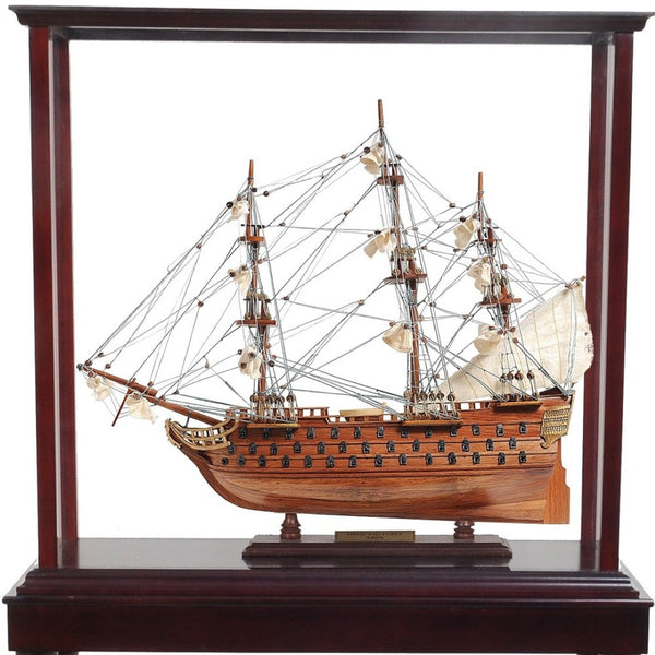 HomeRoots 50" Hand-Painted HMS Victory Model Ship - Exquisite Woodcraft Replica with Display Case for Collectors 401965