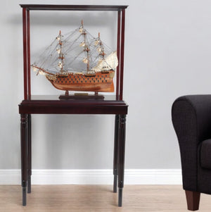 HomeRoots 50" Hand-Painted HMS Victory Model Ship - Exquisite Woodcraft Replica with Display Case for Collectors 401965