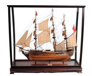 HomeRoots 39" Hand-Painted HMS Surprise 1796 Tabletop Display Case - Nautical Décor for Home and Office 401968