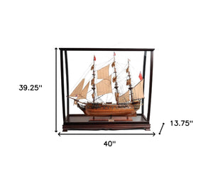 HomeRoots 39" Hand-Painted HMS Surprise 1796 Tabletop Display Case - Nautical Décor for Home and Office 401968