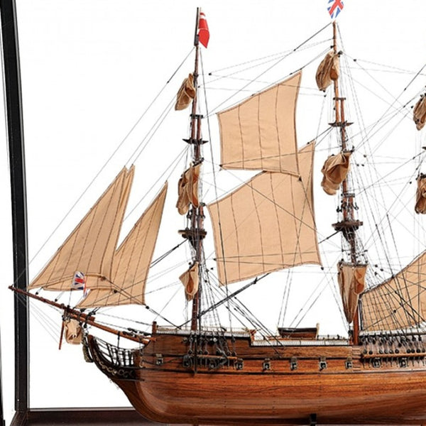 HomeRoots 39" Hand-Painted HMS Surprise 1796 Tabletop Display Case - Nautical Décor for Home and Office 401968