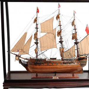 HomeRoots 39" Hand-Painted HMS Surprise 1796 Tabletop Display Case - Nautical Décor for Home and Office 401968