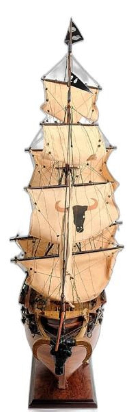 32 Inch Handcrafted Solid Wood Sailboat Replica for Coastal Nautical Home Decor Display