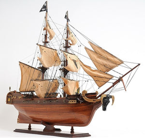 32 Inch Handcrafted Solid Wood Sailboat Replica for Coastal Nautical Home Decor Display