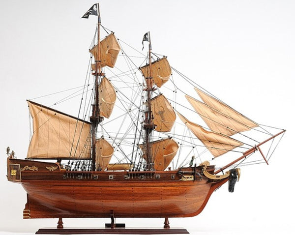 32 Inch Handcrafted Solid Wood Sailboat Replica for Coastal Nautical Home Decor Display